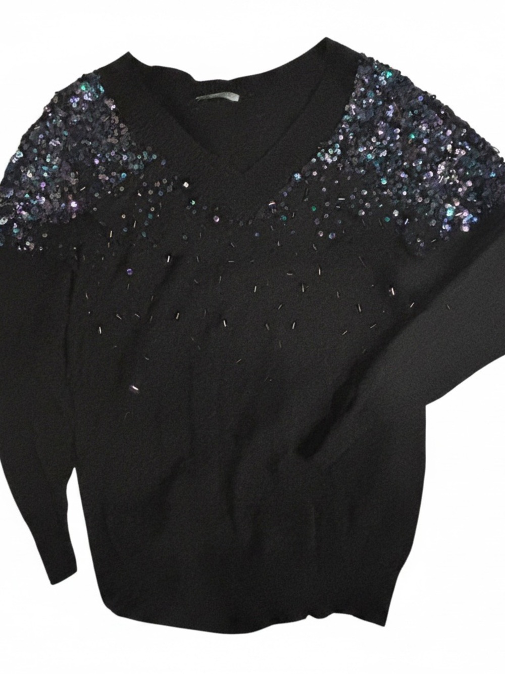 Armani Exchange Sequin Embellished Black Sweater